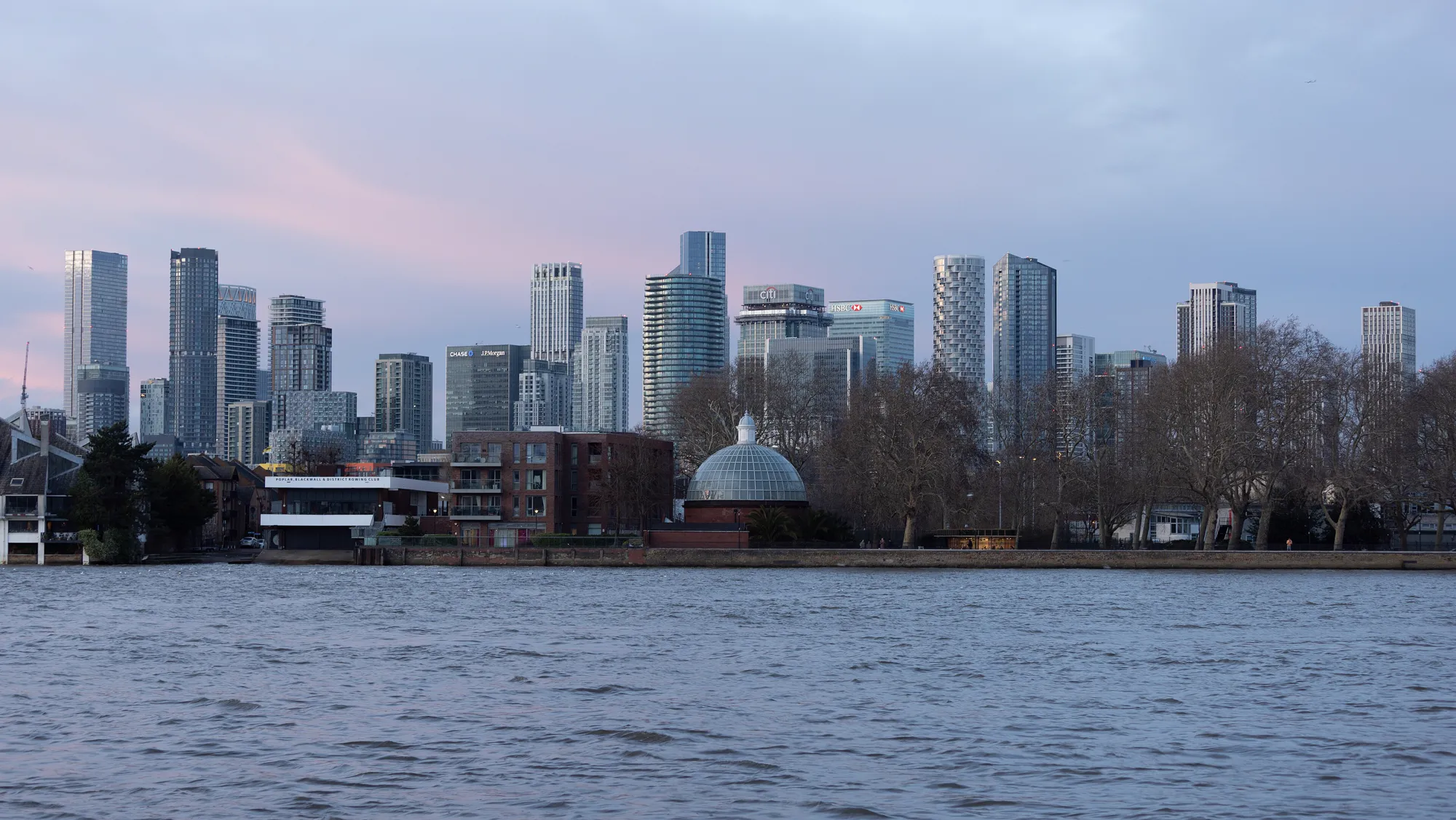 The Isle of Dogs riverside seen from Greenwich